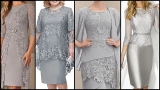 Designers Luxurious Satin & Venice Lace Jacket Formal Knee Length Mother Of the bride dresses