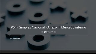 Simples Nacional - Anexo III   Mercado interno e externo