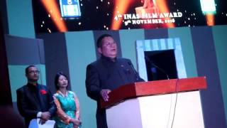 Hon'ble Culture Minister of Sikkim  Mr. Garjaman Gurung is addressing 4th INAS Award in Sikkim