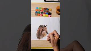 Watch me draw this 🐎 horse using 🎨Watercolours | رسمي لحصان بالألوان المائيه #drawing #shorts #شورتس