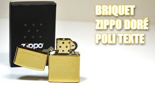 Zippo doré poli avec gravure texte