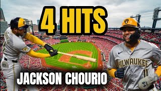 🇻🇪 Jackson Chourio logra su primer juego de cuatro hits en la MLB y rompe récord de Robin Yount