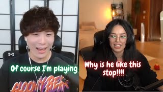 Offstream Sykkuno Trolls Sick Valkyrae with the Among Us sound board.