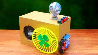 How to make Air Cooler at home Using Cardboard DC motor Cooling Fan LED - Air Cooler