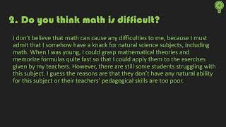 [IELTS] Speaking Part 1- MATH