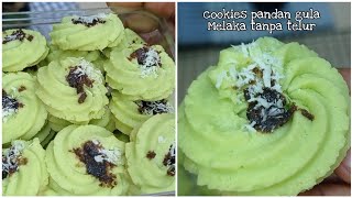 kue kering pandan gula Melaka|Kue kering kelepon tanpa telur|butter pandan cookies eggless