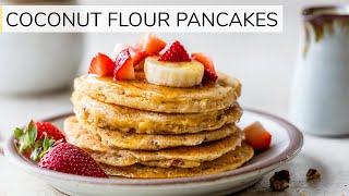 COCONUT FLOUR PANCAKES | fluffy, low-carb recipe