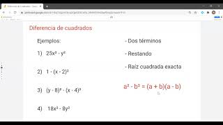 Factorización de una diferencia de cuadrados