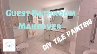 Guest Bathroom Mini Makeover/ DIY Tile Painting