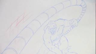 Animation Pencil Test - Scorpion Character from Spiderman Toy Biz 1994