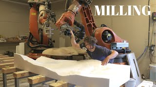 Process of robot Milling a Styrofoam Landscape Model