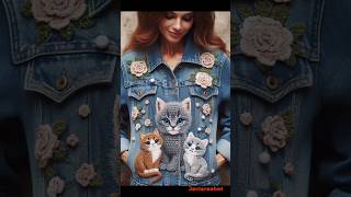 beautiful crochet denim jacket #croche#knit#jean#jacket