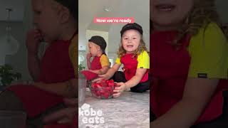 CHEF KOBE AND KODI PICK AND COOK STRAWBERRIES #strawberry #homemadegummies #gummies #toddlersnack