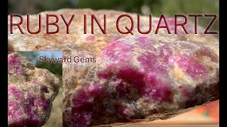 RUBY IN QUARTZ - Have you ever seen this? Beautiful Rare Gemstone Rough Review, Rockhounding, Quartz