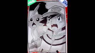 ash with pikachu pencil work😊#artwork#viral#viralart#viralshorts#pikachu#ash#pokemon