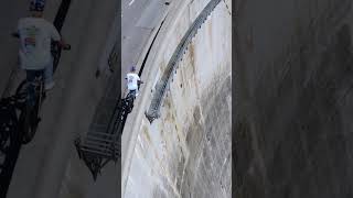 Riding bicycle at the edge of Hoover Dam #Stunning #Miracle #Fearless #Focused