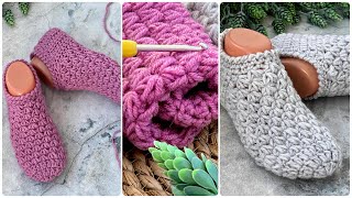 Crochet slippers in 1 hour. Beginner Friendly Crochet Slipper Socks. quick project!