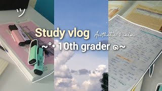 Study vlog as a 10th grader 🐻 | Indian study vlog 🍃  | homework , short note, lemonade....