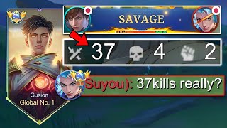 WTF DAMAGE!! 37 KILLS SAVAGE GUSION BEST BUILD AND EMBLEM🔥