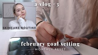 VLOG | February goal setting, January recap & skincare routine☁️