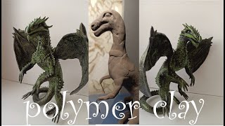 Дракон из легкой полимерной глины. Dragon made of light polymer clay. Бархатный пластик.