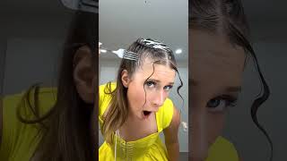 White girl uses fork to comb hair #comedy #funny #hairstyle