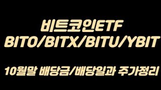 미국월배당 비트코인ETF BITO/BITX/BITU/YBIT 10월말 배당금/배당일, 주가정리