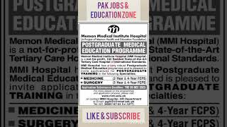 Memon Medical Institute Hospital PGD Medical Program 2023