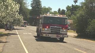 Fire Trucks Responding to a Grass Fire threatening Structures in Carmichael