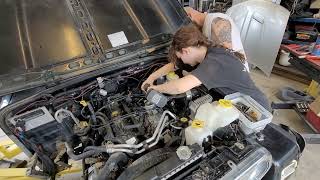 "Day 4" Removing a/c lines, front clip, & body off frame... #firstcar #fyp  #FatherDaughterProject