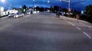 Cyclist almost hitting jaywalker