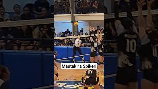 Adamson Lady Falcon Rochelle Lalongisip hitting it off the hands of Akari Charger Erika Raagas