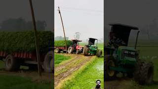 Mahindra Arjun vs John Deere on tralla pulling 💪💪#jhonderee #mahindraarjun555 #arjun555di #army