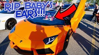 MK7 WV Golf R Vs Genesis Coupe 2.0T Street RACE! & Lamborghini Aventador With A BABY SEAT REVVING &