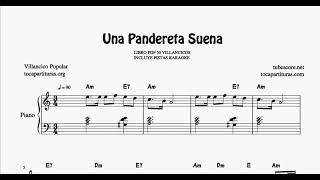 Una Pandereta Suena Partitura de Piano Muy Fácil con Acordes Villancico Principiantes