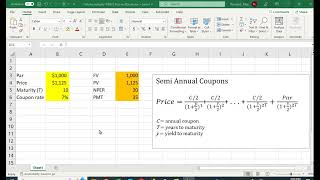 YTM in Excel and TI BA II Plus