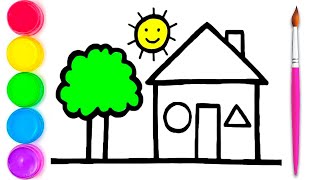 House drawing / learning to draw / drawing for kids /Bolalar uchun uy rasm chizish