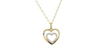 9CT. YELLOW GOLD STONE SET HEART SHAPED PENDANT & CHAIN