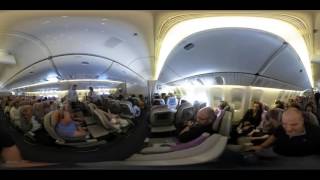 360 video of Boeing 777-300 board, flying from Europe to Asia