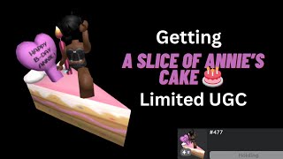 Sniping “A Slice Of Annie’s Cake 🎂” Limited UGC item in Roblox (5,000 stock)