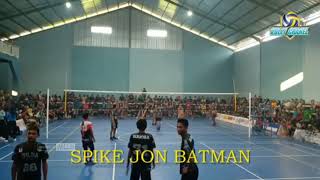 Adu spike bawah net antara tim BILZIA MEUBEL VS MULYA BUAH,.     FUJI LESTARI BROILER CUP