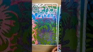 Tropical gelli prints using stencils. Which print is better? Blue or pink. #shorts #mixedmedia