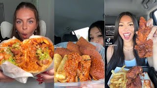 Tiktok mukbang compilation part-105 | birria tacos , five guys , chilis and more