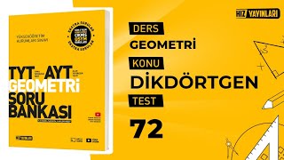 Test 72 | Hız Yayınları TYT-AYT Geometri Soru Bankası Dikdörtgen