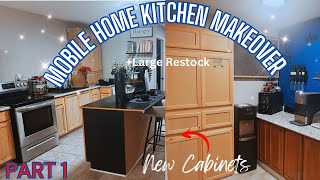 MOBILE HOME MAKEOVER| EASY DIY ADDING KITCHEN CABINETS + LARGE RESTOCK