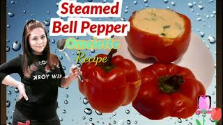 Steamed Bell Pepper Omelette .......cook egg  inside bell pepper.....very easy 😜