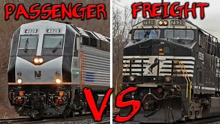 Passenger trains and freight trains