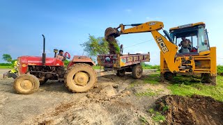 New Jcb 3dx Eco Xcellence Machine Loading Murum in Massey Ferguson 241 Di Tractor | Jcb Tractor