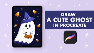 Cute GHOST Anyone Can Draw 👻 - Step By Step Procreate Tutorial For Beginners - Halloween Drawing