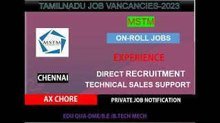 MSTM-SALES SUPPORT MANAGER- JOB ONROLL 2023